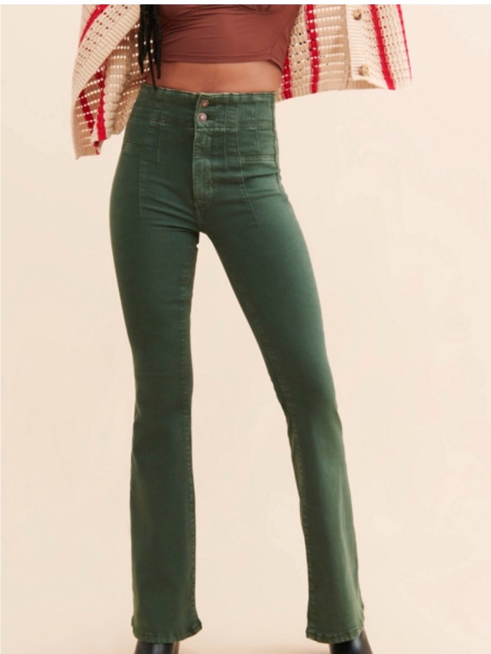 We The Free Jayde high-Rise Emerald Green Flare Jeans